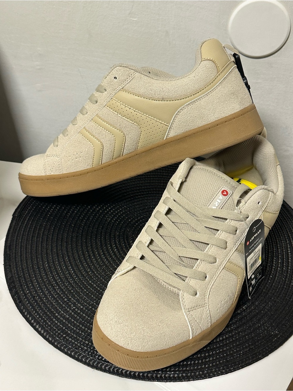 Airwalk Men's Beige Suede Sneakers with Gum Sole